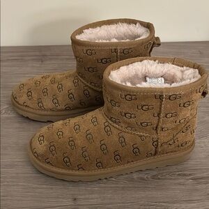 UGG Tan Embossed Short Logo Boot Size 5